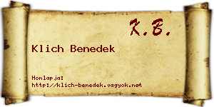 Klich Benedek névjegykártya